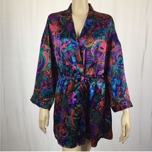 Vintage Victoria Secret Floral Silky Robe - Gold Tag